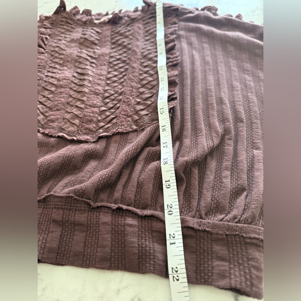 Free People More Romance Eyelet Lace Ruffle Mocha Shirt- Small - Picture 11 of 11